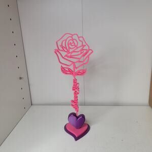 🌹 I Love You Rose With Heart Stand – 3D Printed Decorative Gift